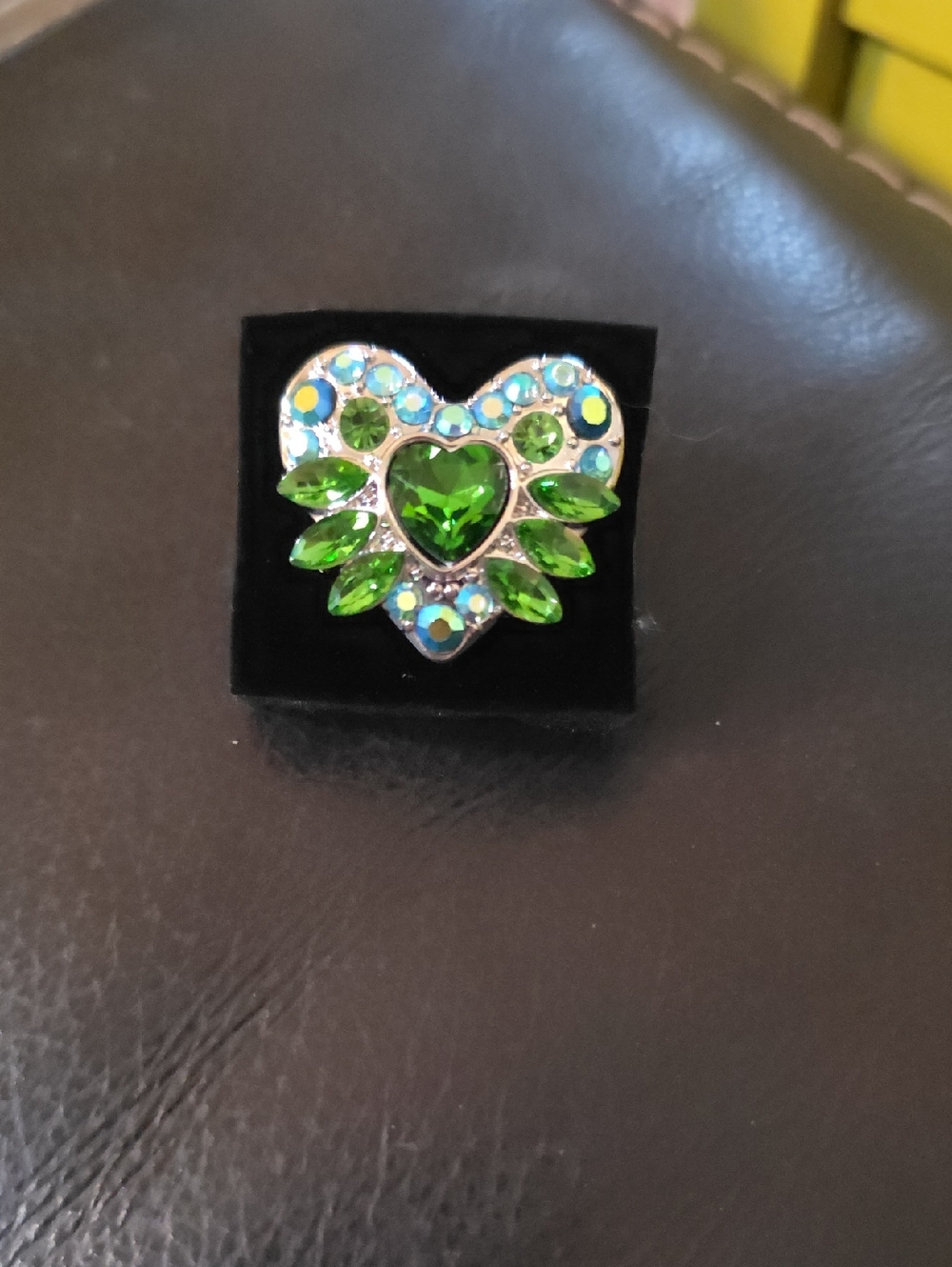 paparazzi Green Heart Crystal Cocktail Ring